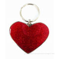 Red Heart Metal Iron Key Chain, Red Paint &amp; Epoxy Dome For Promotions And Souvenirs